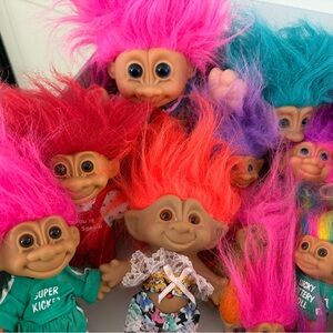 Pink and Red Troll Dolls with Accessories